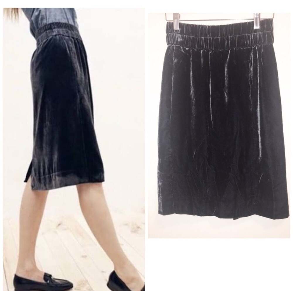 J. Crew Blue Velvet Pull-On Pencil Skirt size xs
